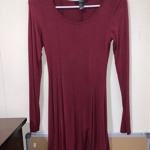 Maroon dress.